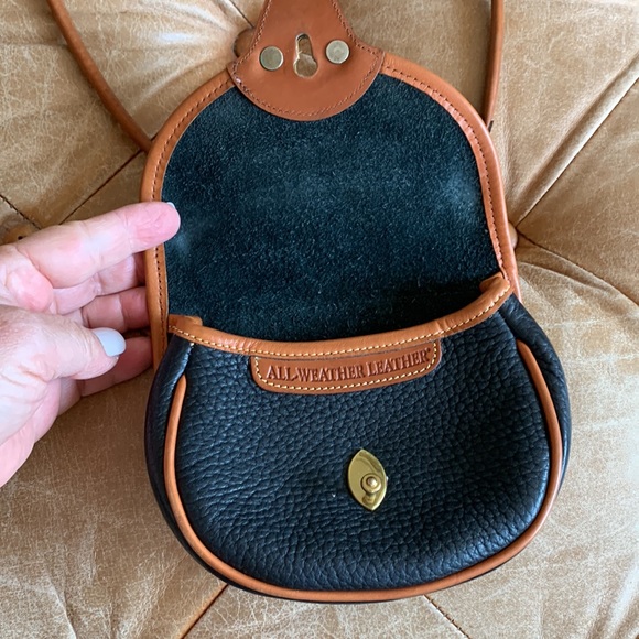 Dooney & Bourke USA Vintage Mini Calvary Crossbody Black/Tan Leather Purse - Picture 4 of 10